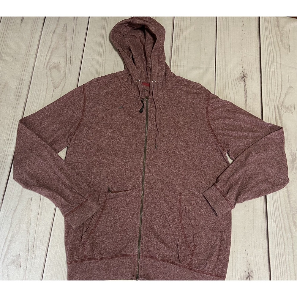 Foot Locker Men's Heathered Maroon Full Zip Hoodie Jacket Size M
